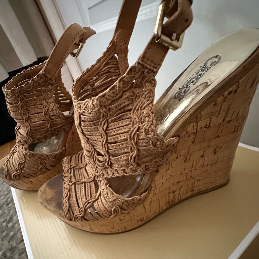 Carlos Santana high heel wedge sandals. Size 6.5